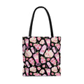 Stylish Strawberry Tote Bag (Black) features vibrant designs and durable cotton straps for all your adventures.