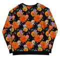 Colorful Sugar Skull Sweatshirt featuring vibrant designs, perfect for festive occasions or self-expression.