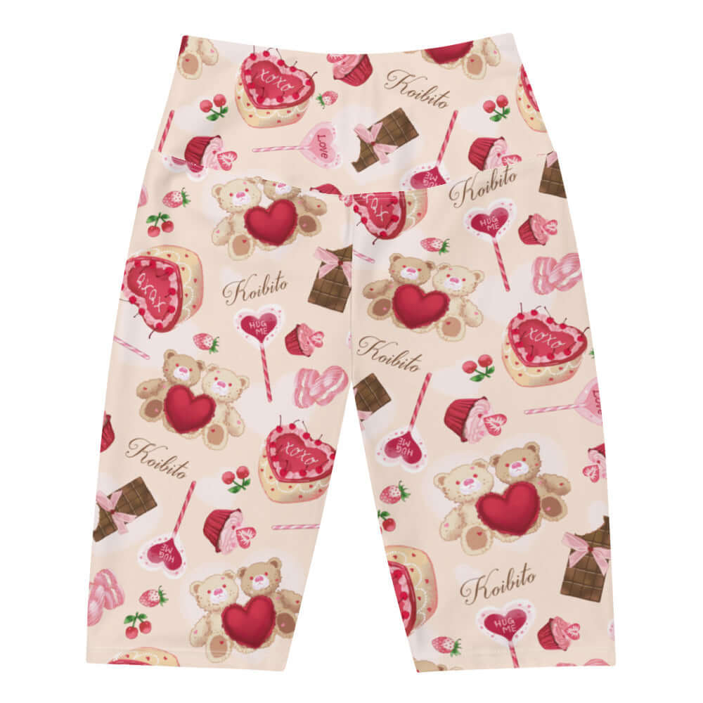 Sugar Sweetheart Biker Shorts feature a playful design with sweet treats and bears, perfect for any casual outfit.
