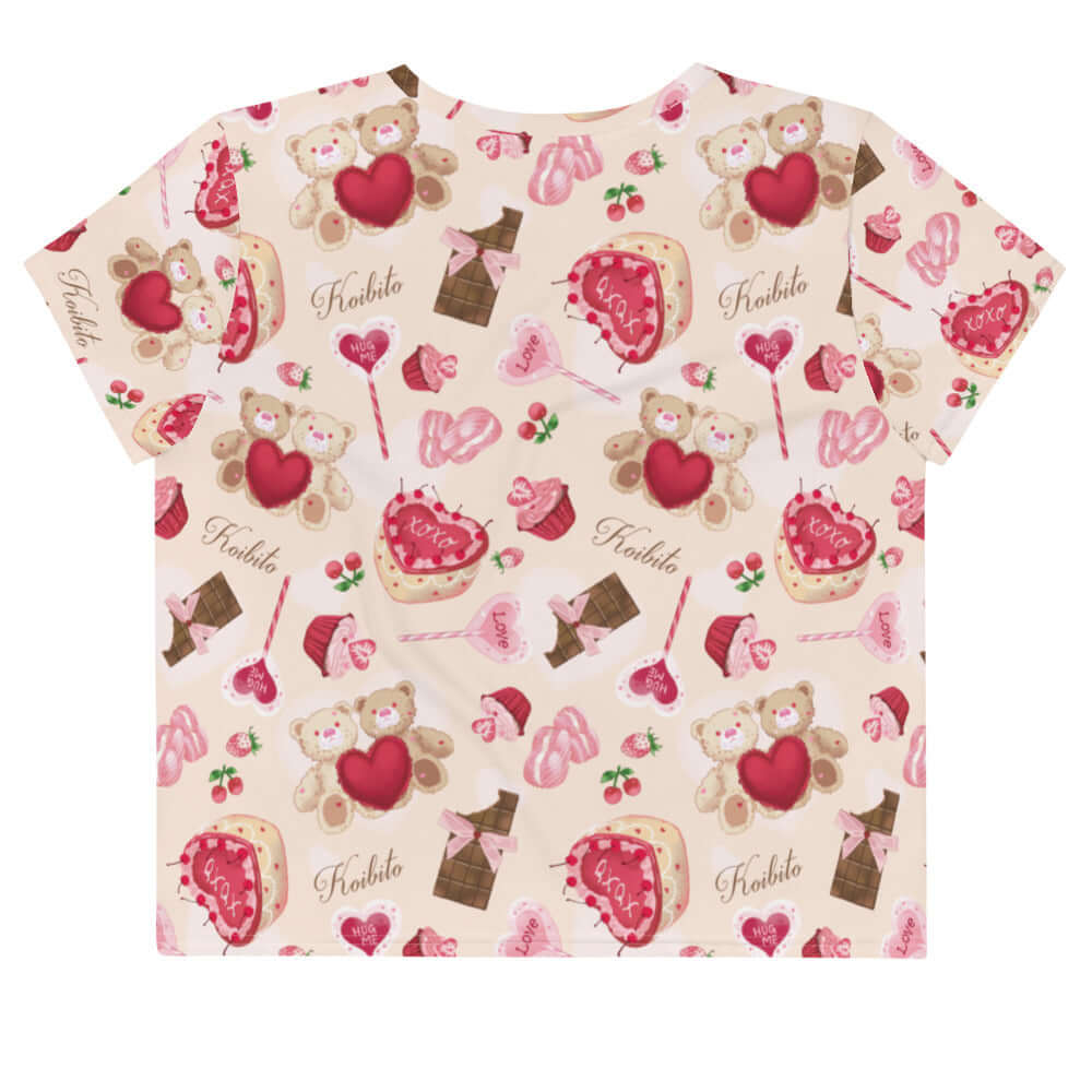 Sugar Sweetheart Crop Top featuring a playful pastel print, perfect for a cute, casual outfit. Ideal for any occasion!