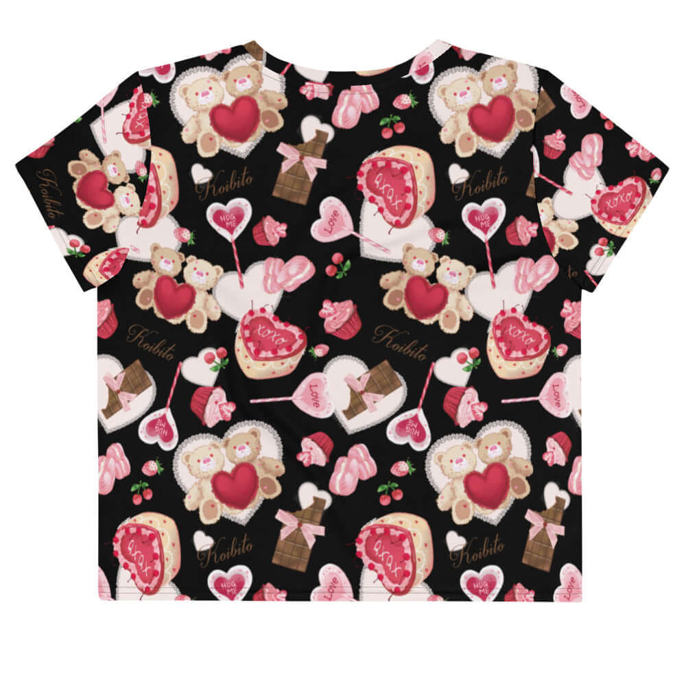 Sugar Sweetheart Crop Top featuring a fun, colorful design perfect for any casual outfit. A must-have from your favorite store!