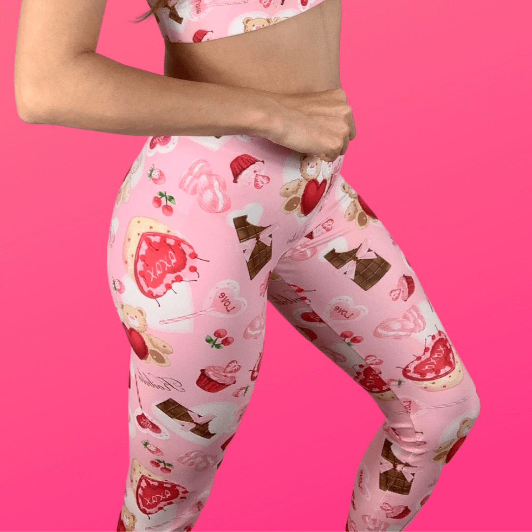 Cute Sugar Sweetheart Leggings feature a fun dessert print, perfect for Valentine's Day outfits. Shop now for comfort!