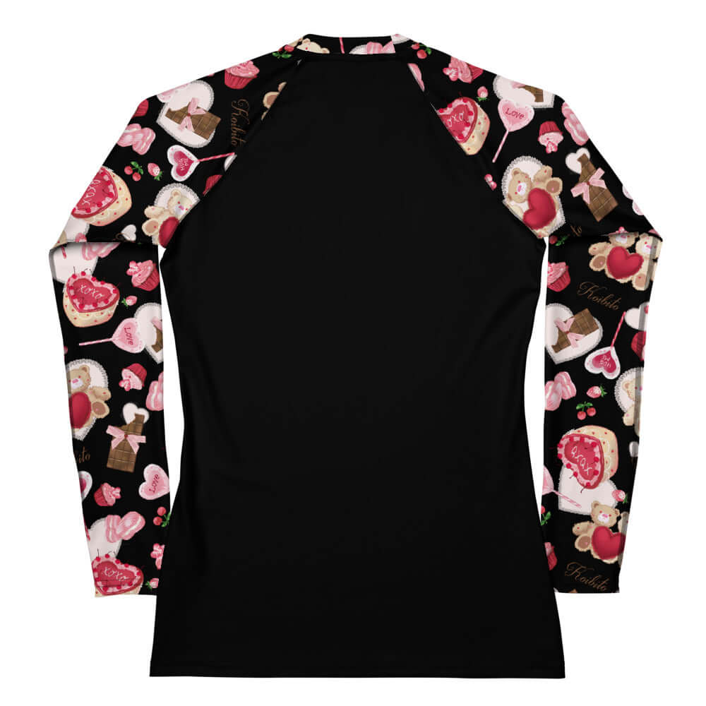 Stay active in style with the Sugar Sweetheart Rash Guard, featuring a playful design and sun protection.