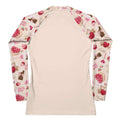 Sugar Sweetheart Rash Guard features a playful design, perfect for active days in the sun and wind protection.