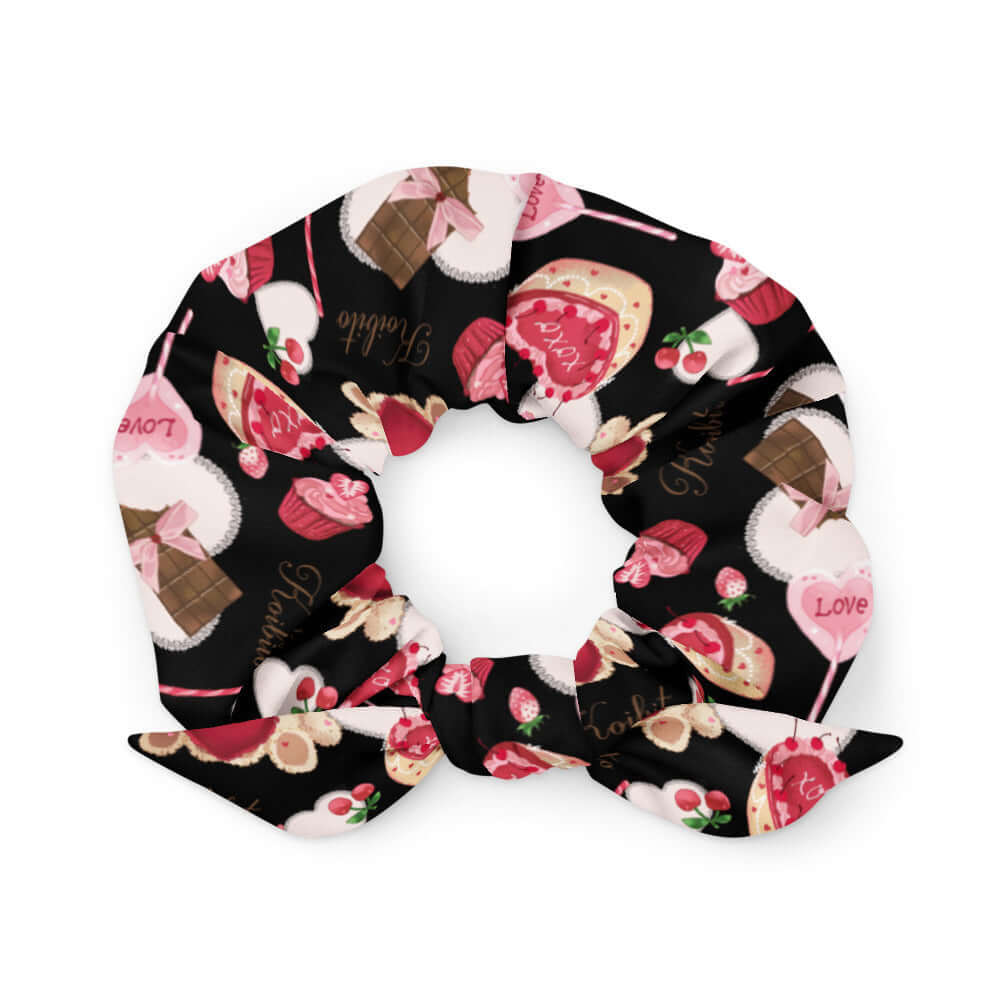 The Sugar Sweetheart Scrunchie features a fun, festive design perfect for Valentine's Day celebrations.
