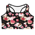 Sugar Sweetheart Sports bra features a cute, playful design perfect for workouts at Koibito Clothing.
