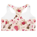 Bright and playful Sugar Sweetheart Sports bra from Koibito Clothing, perfect for stylish workouts and gym sessions.