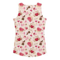 Sugar Sweetheart Tank Top features a playful design of sweets, perfect for showcasing your adorable style year-round.
