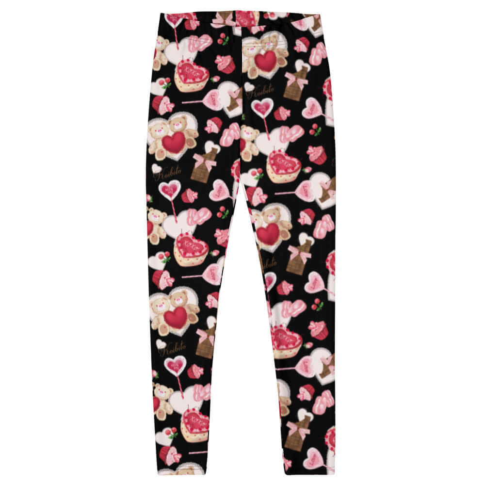 Stylish Sugar Sweetheart Leggings featuring a fun, colorful print perfect for Valentine's Day outfits.