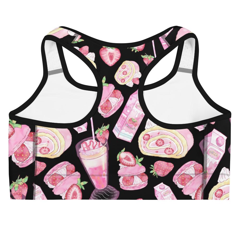 Stylish Strawberry Sports Bra with vibrant prints, perfect for daily wear and strong support. Ideal for active lifestyles.