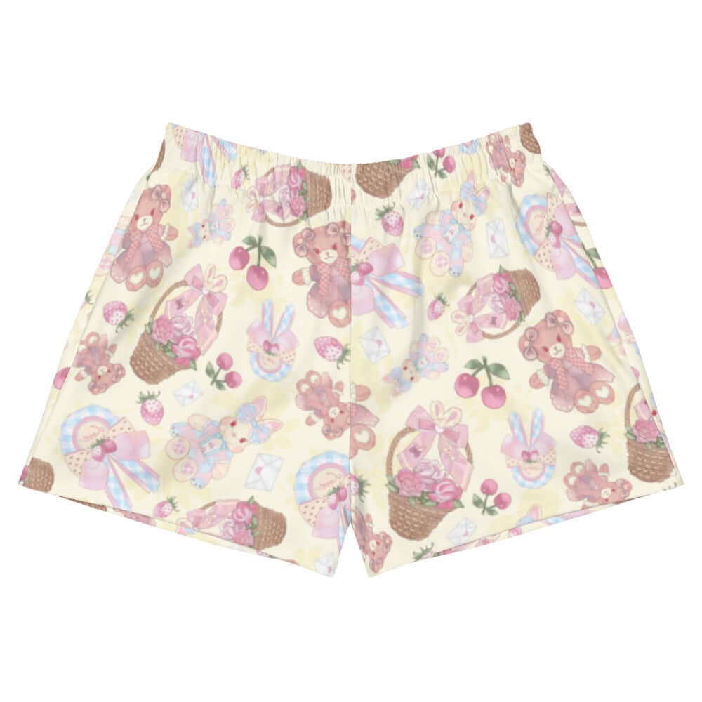 Sweet Teddy Athletic Short Shorts feature a cute teddy bear print for comfort and style during your workouts.