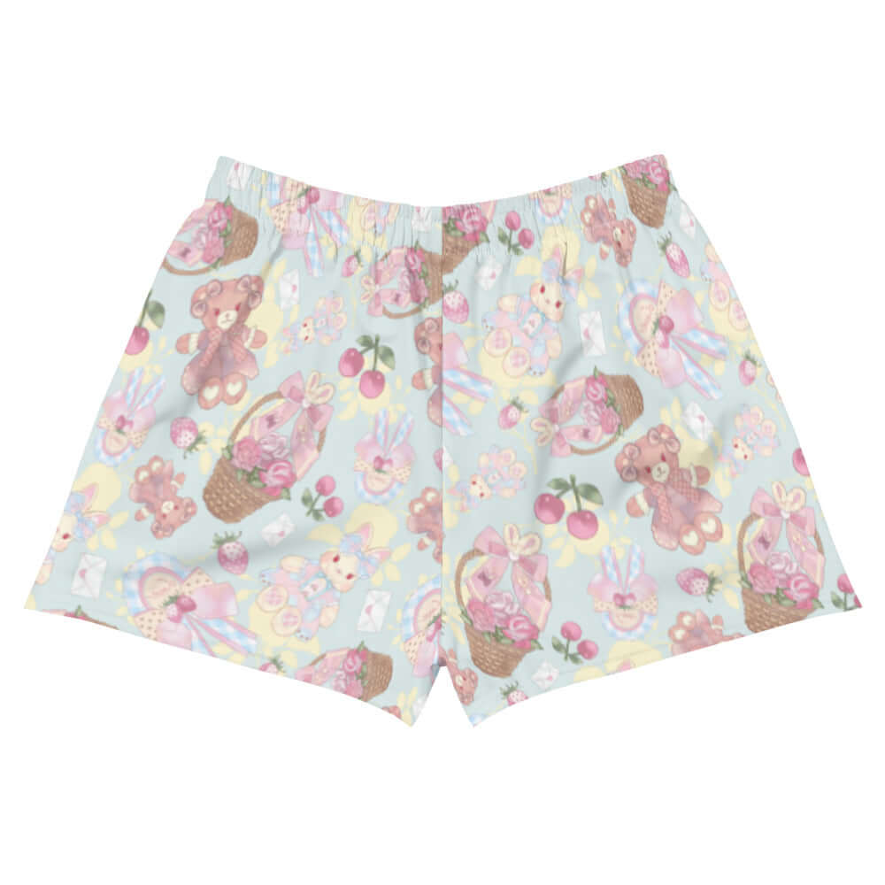 Sweet Teddy Athletic Short Shorts feature a cute all-over teddy bear print for stylish comfort during workouts.