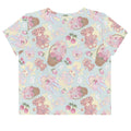 Colorful Sweet Teddy Crop Top featuring playful teddy bear patterns, perfect for showcasing your feminine style.