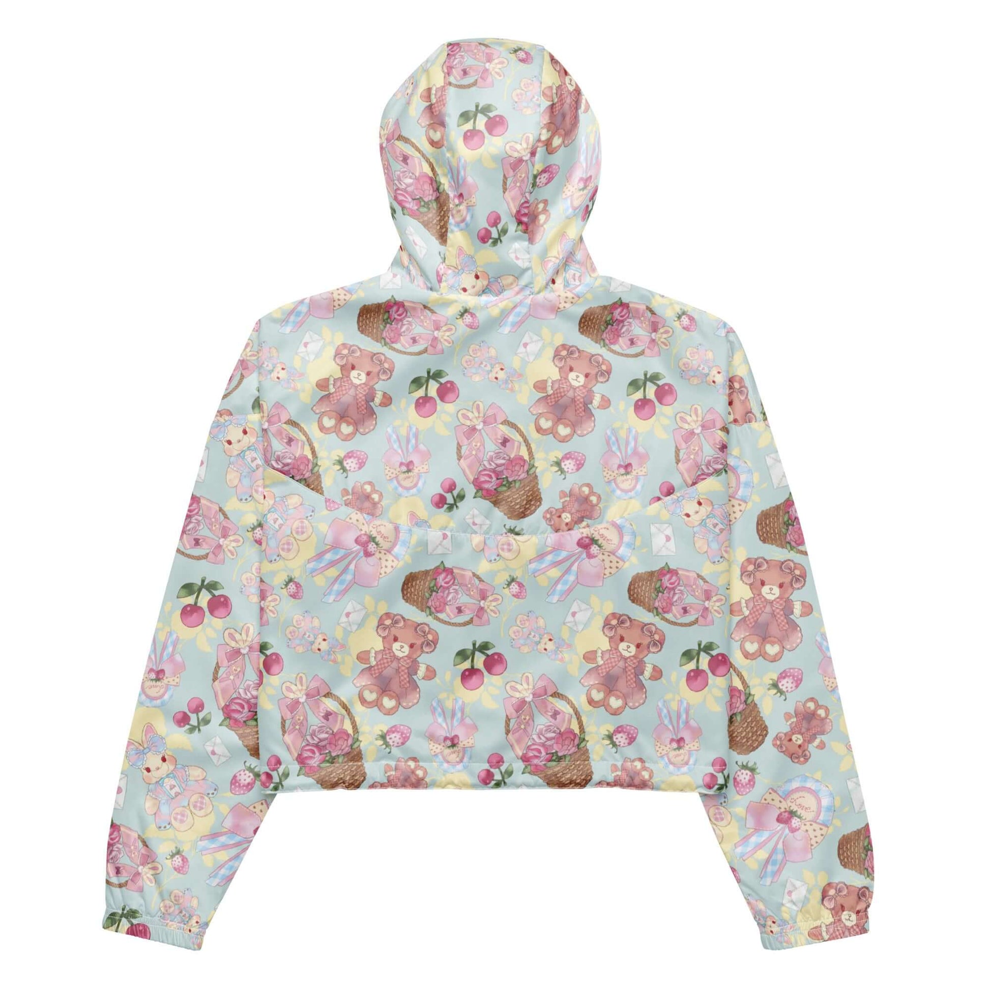 Lightweight and waterproof, the Sweet Teddy cropped windbreaker features a fun teddy bear design perfect for adventures.