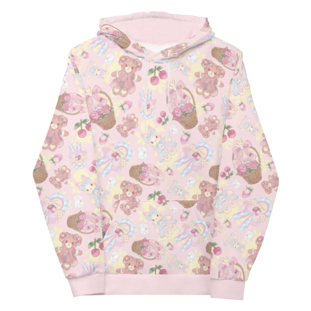 Sweet Teddy Hoodie features a vibrant pastel print, perfect for showcasing your feminine style and comfort.