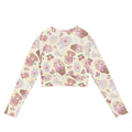 Sweet Teddy Long-sleeved Crop Top features a playful design, perfect for eco-friendly athleisure and casual wear.