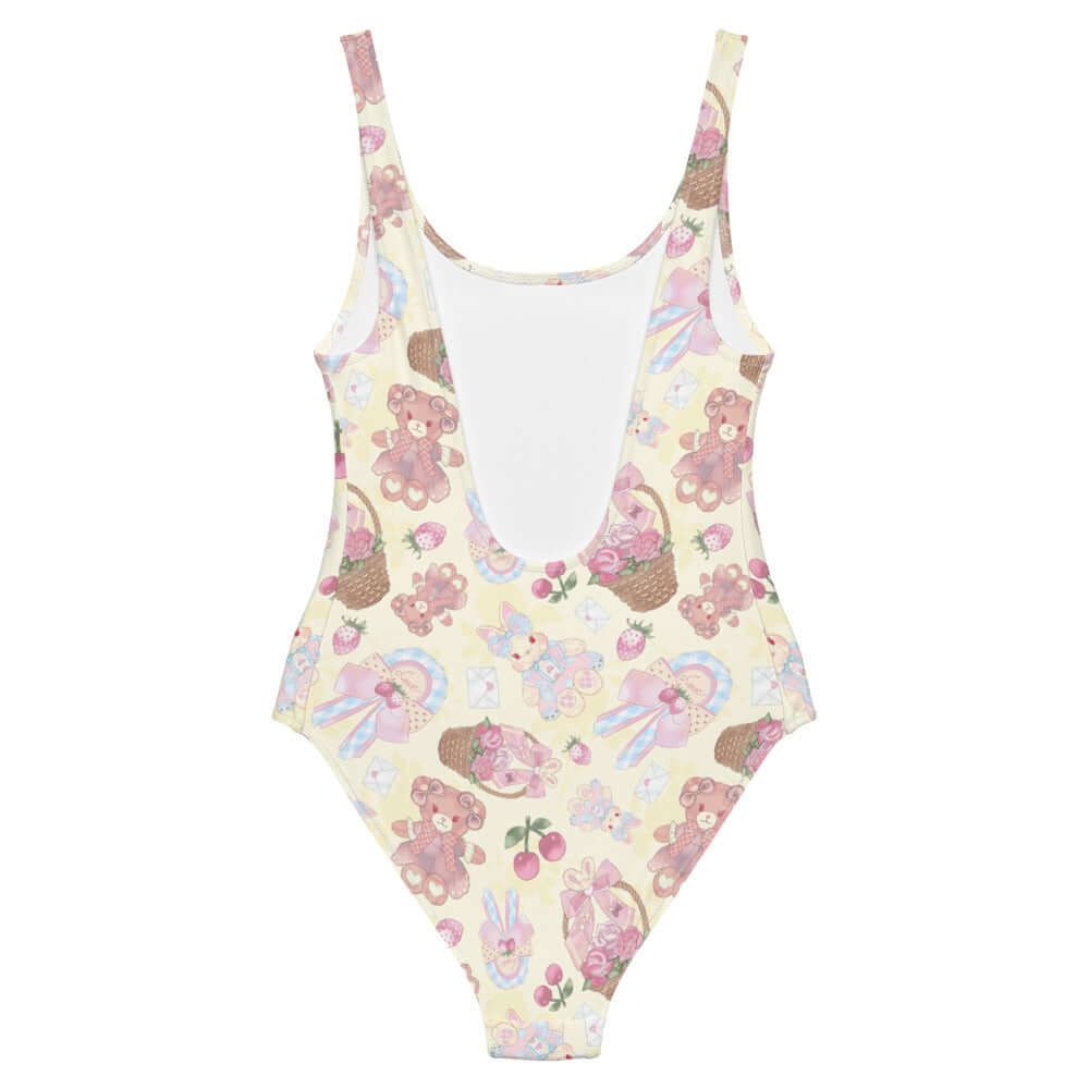 Sweet Teddy One-Piece Swimsuit features an adorable teddy bear design, perfect for comfort and mobility at the beach.