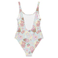 Sweet Teddy One-Piece Swimsuit features a playful teddy bear design, perfect for comfort and style at the beach.