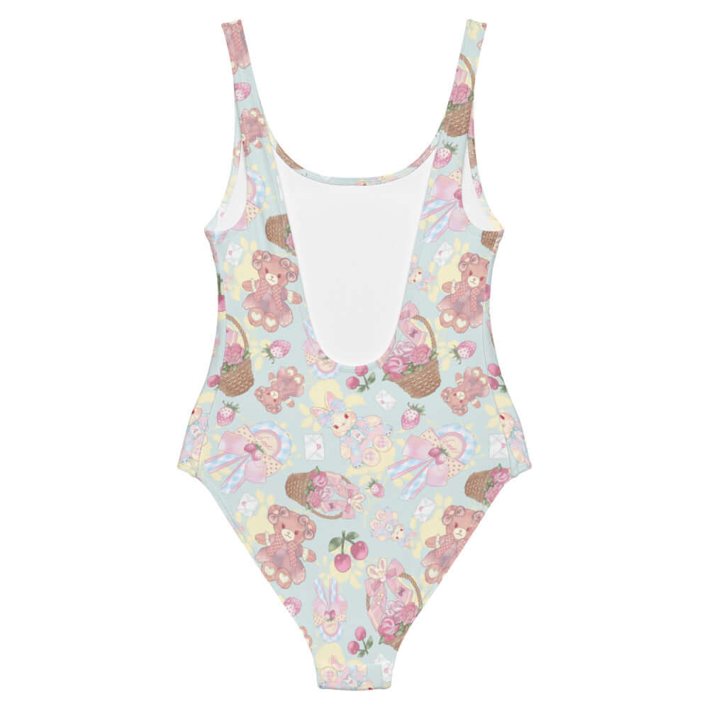 Sweet Teddy One-Piece Swimsuit features a playful teddy bear design, perfect for comfort and style at the beach.
