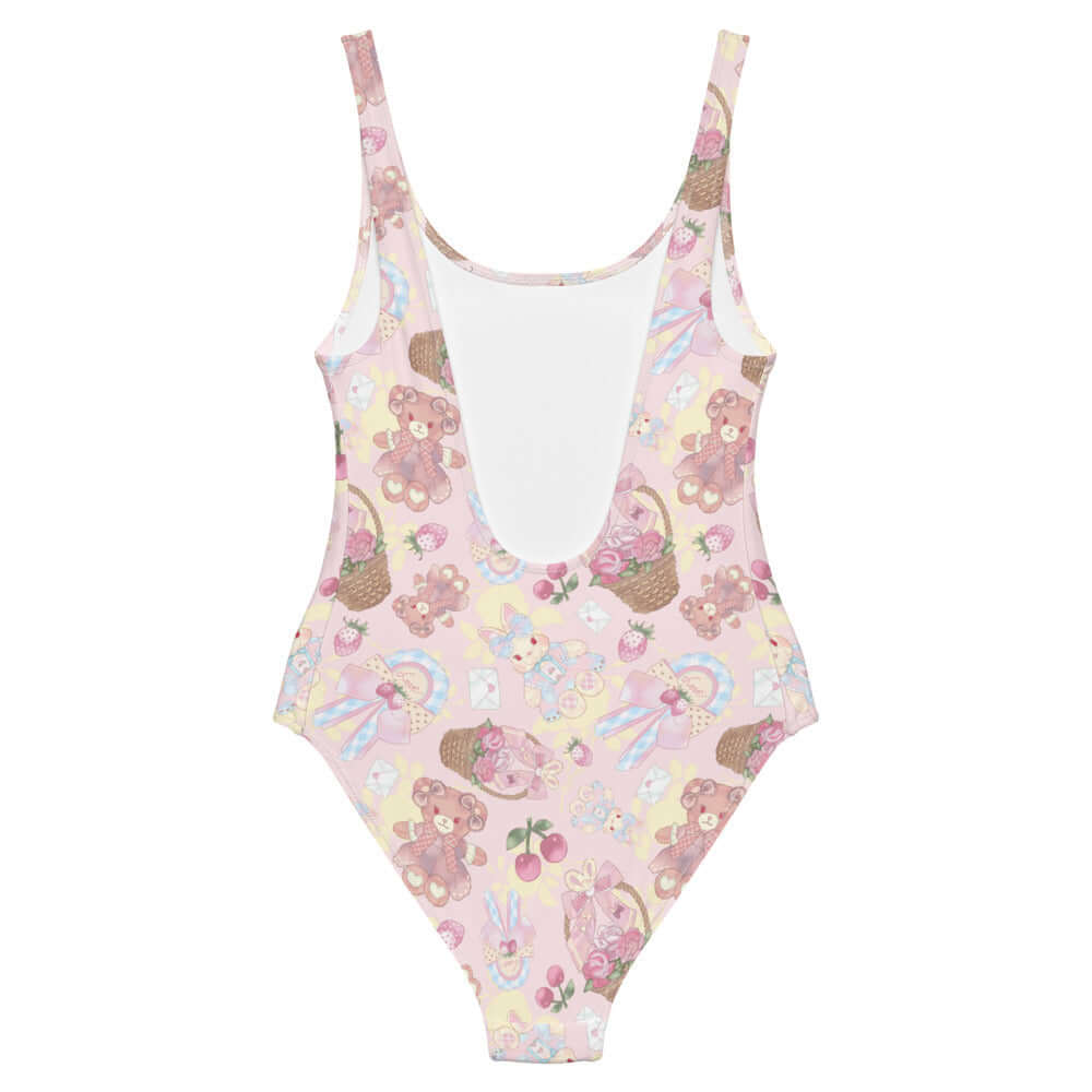 Colorful Sweet Teddy One-Piece Swimsuit featuring adorable bear prints, perfect for beach days and maximum comfort.