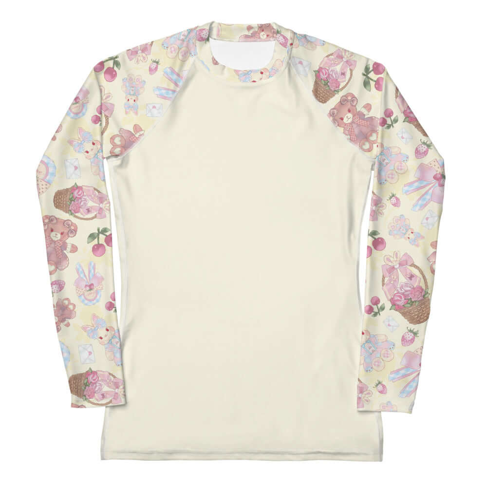 Versatile Sweet Teddy Rash Guard with fun patterns, offering sun protection and comfort for active lifestyles.