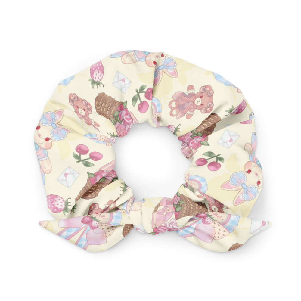 Pastel-colored Sweet Teddy Scrunchie adds a cute touch to any outfit, perfect for daily wear and style enhancement.
