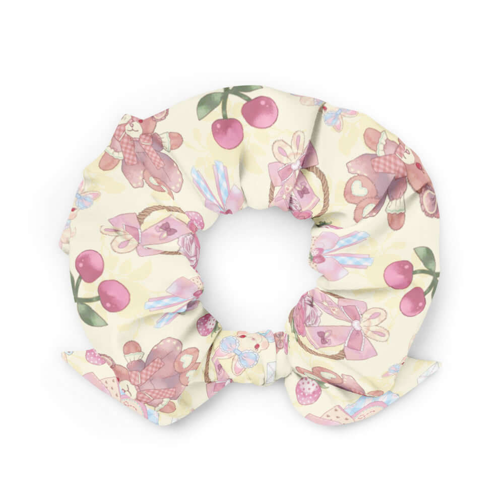 Pastel-patterned Sweet Teddy Scrunchie, perfect for daily wear and matching with any outfit. Get yours now!