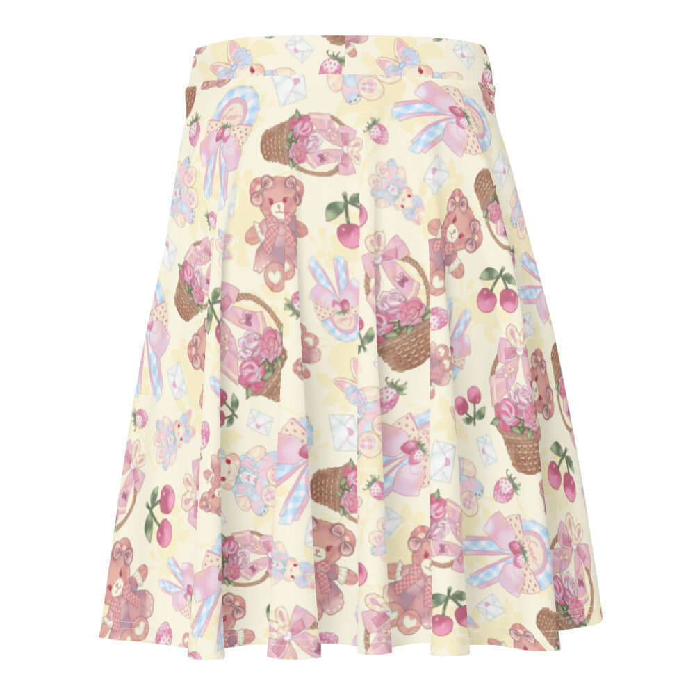 Pastel Sweet Teddy Skater Skirt featuring playful teddy bear designs, perfect for showcasing your feminine style.
