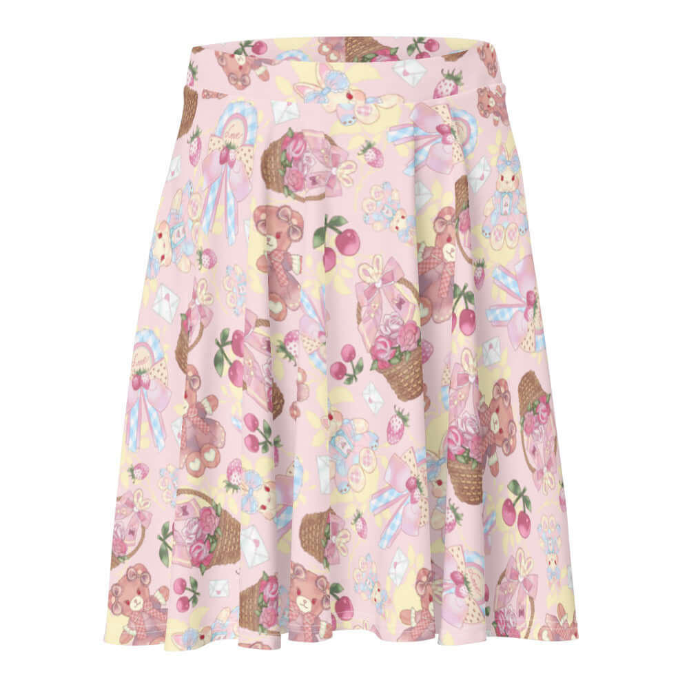Sweet Teddy Skater Skirt featuring a playful pastel design, perfect for adding a feminine touch to any outfit.