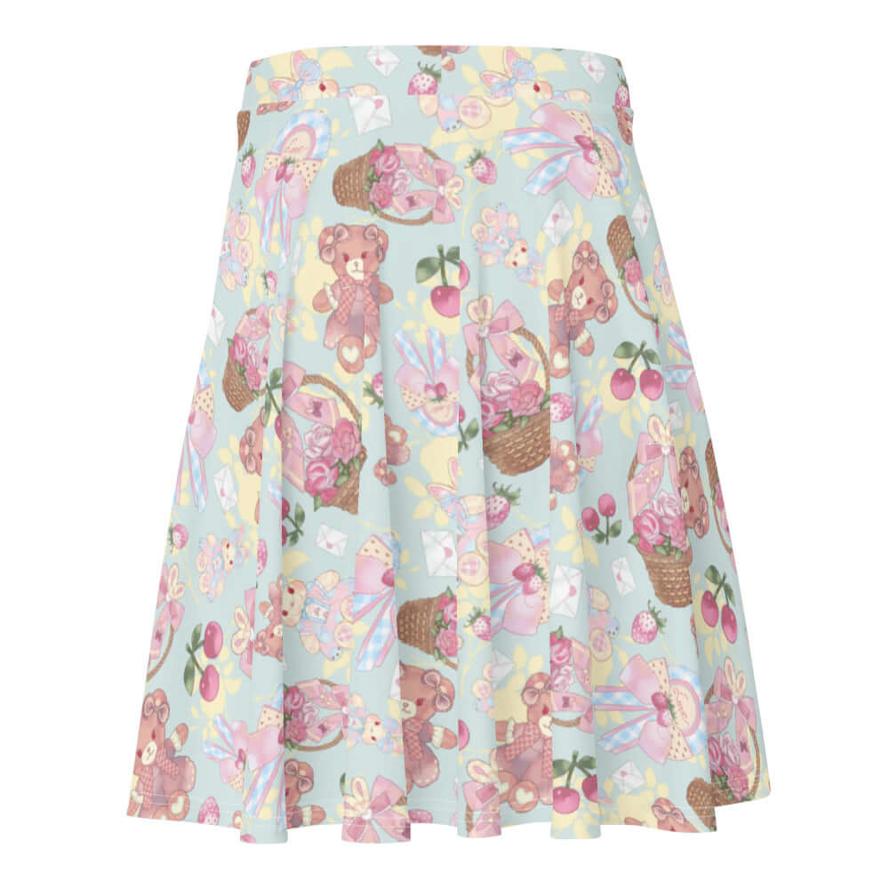 Sweet Teddy Skater Skirt features a playful pastel design, perfect for showcasing your feminine style every day.