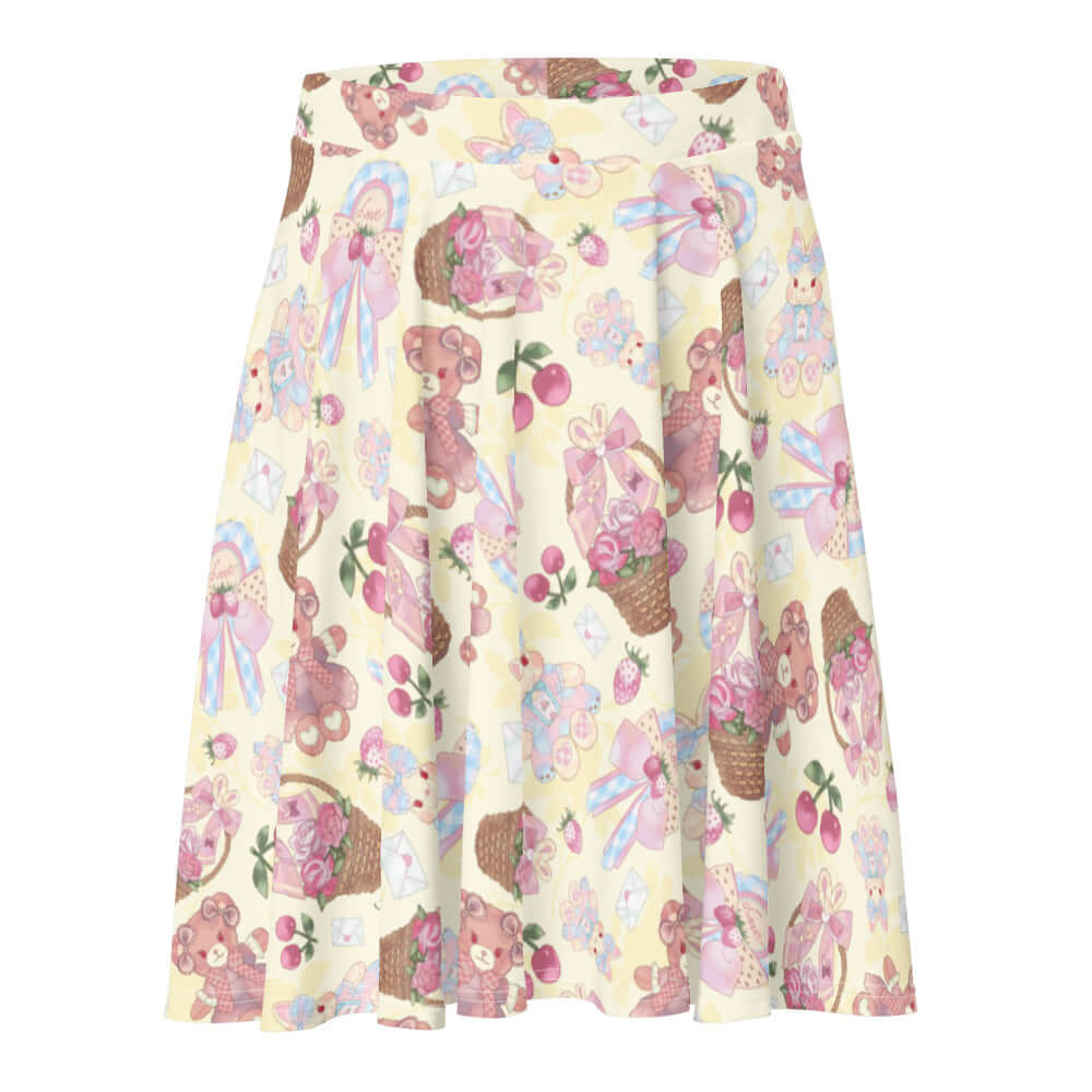 Sweet Teddy Skater Skirt features a playful pastel design, perfect for showcasing your feminine style.