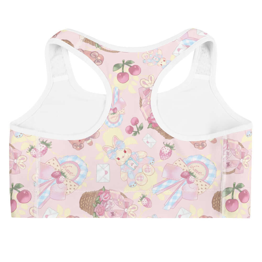 Sweet Teddy Sports bra features a playful teddy bear design, perfect for comfort during workouts and stylish training.