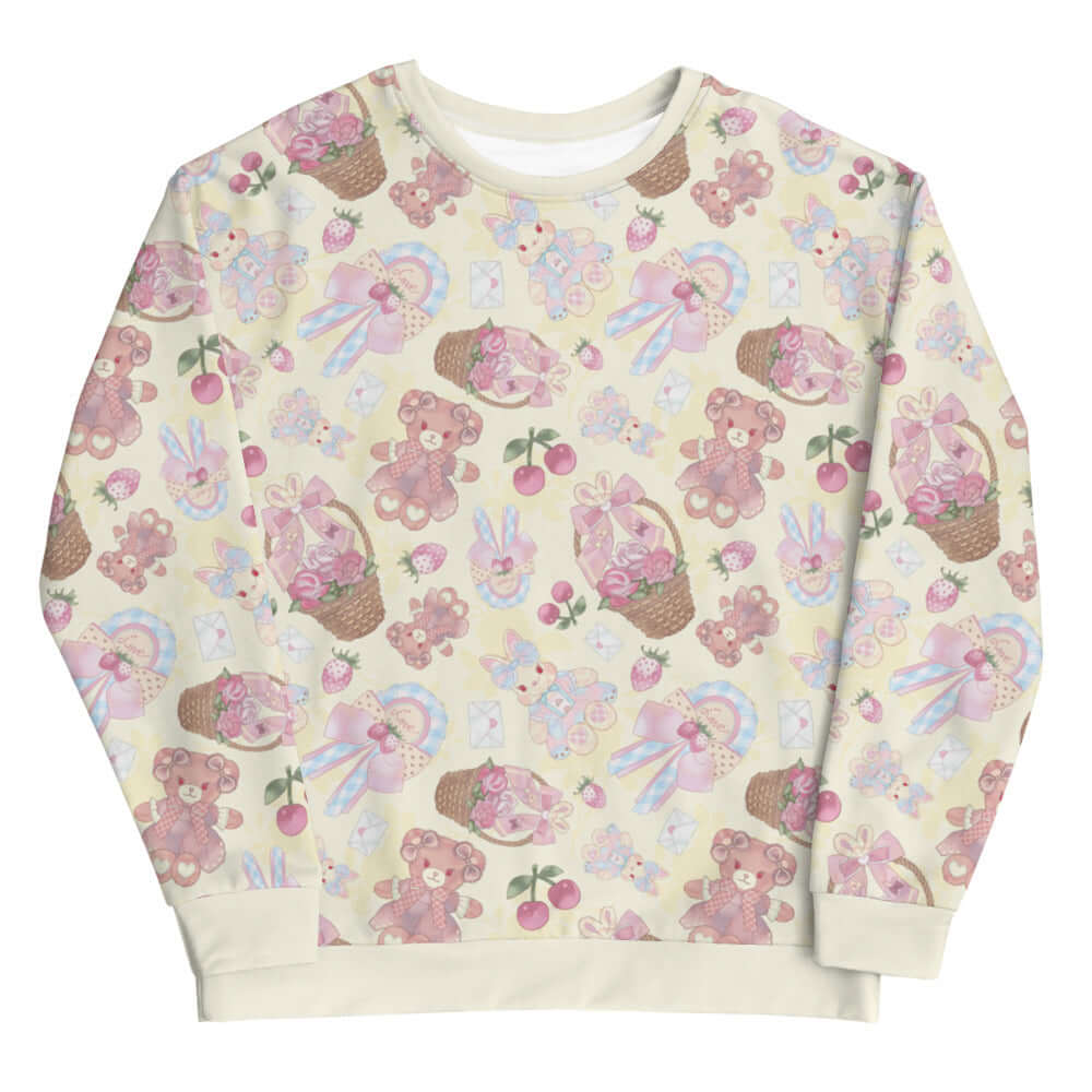 Sweet Teddy Sweatshirt features a pastel teddy bear design, perfect for adding a cute touch to any outfit.