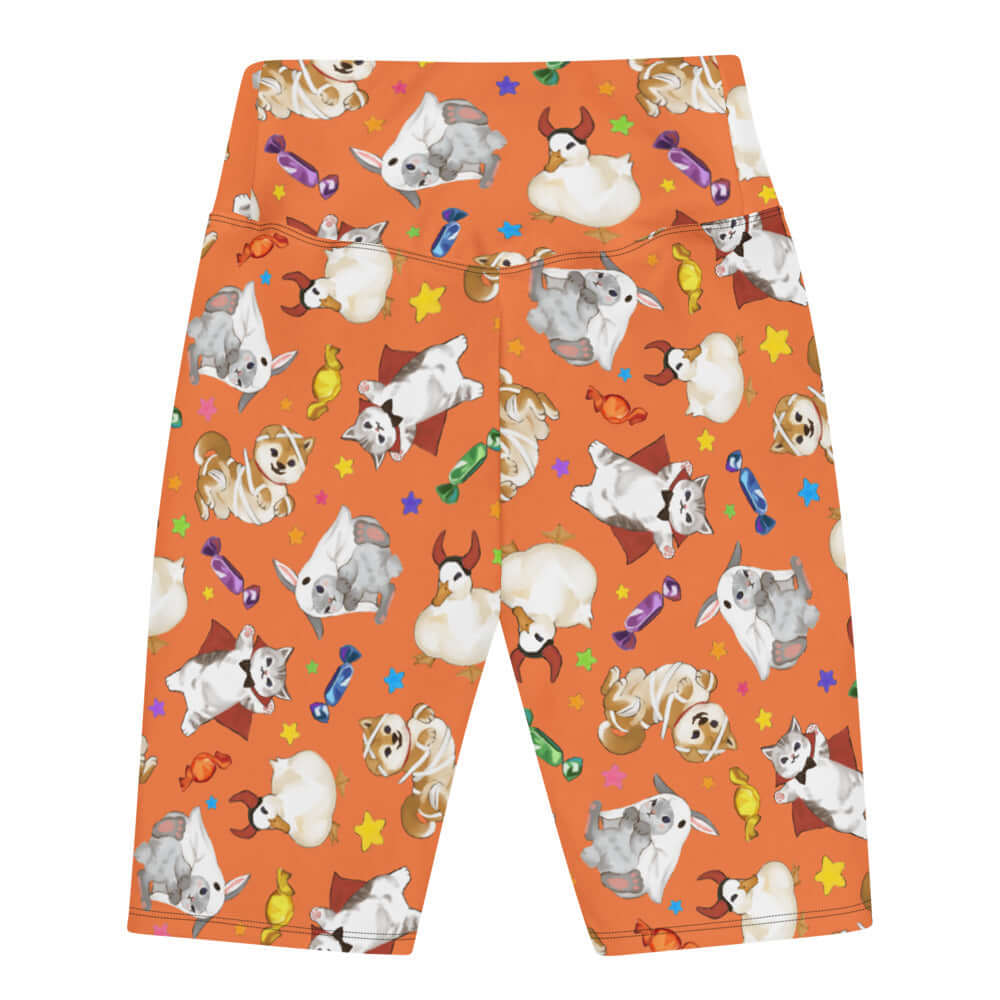 Trick or Treaters Biker Shorts feature a playful animal design, perfect for Halloween fun and ultimate comfort.