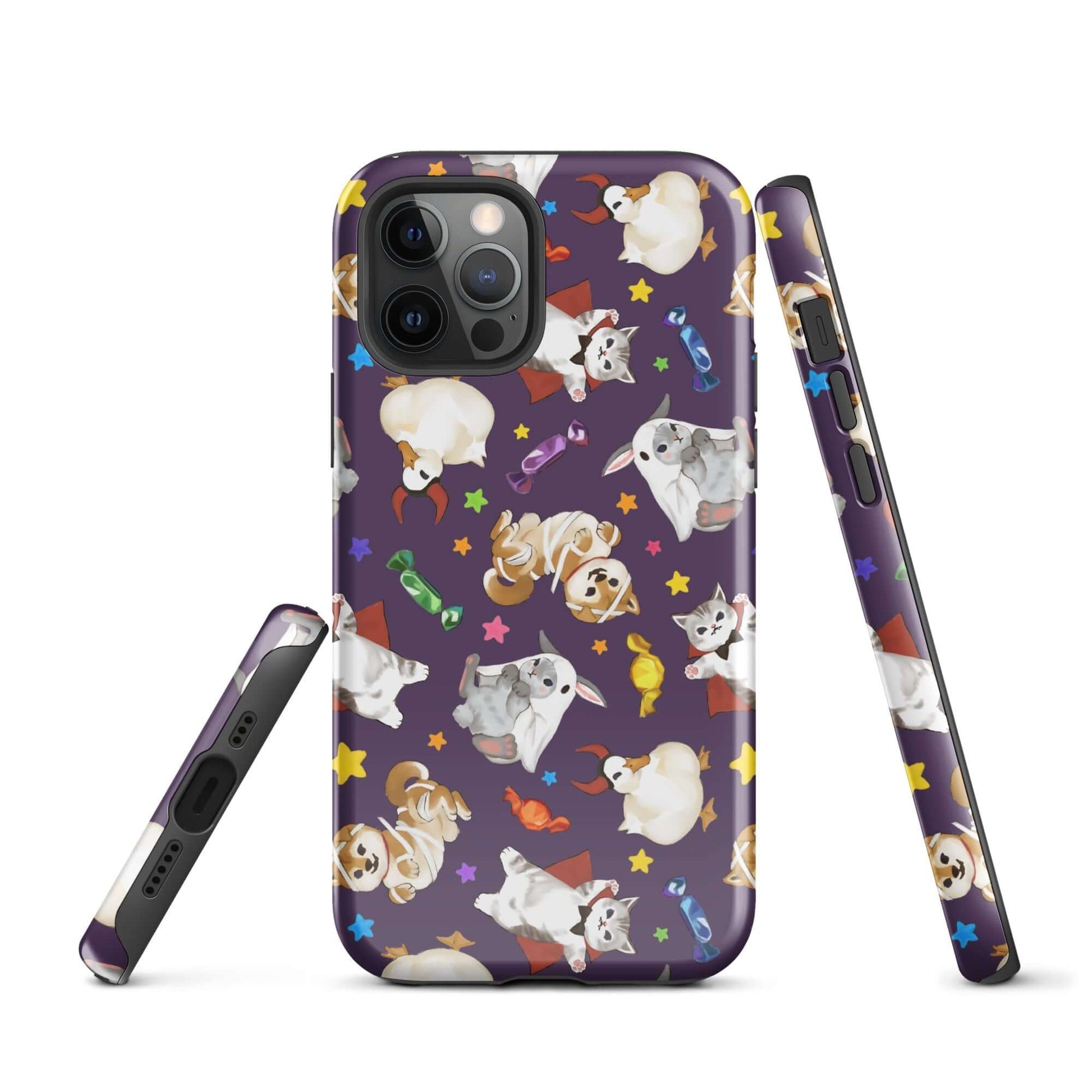 Trick or Treaters iPhone® Tough Case featuring playful pet designs, ensuring style and protection for your device.
