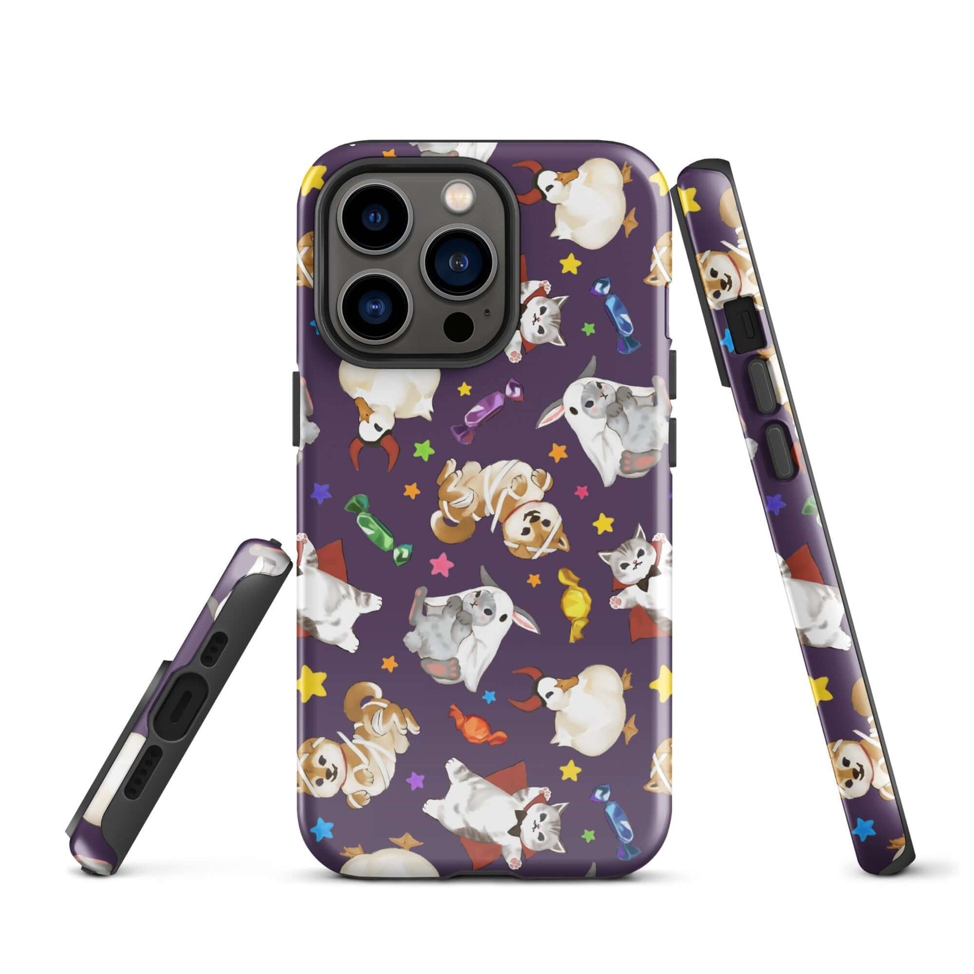 Stylish Trick or Treaters iPhone® Tough Case featuring playful designs, dual-layer protection for year-round safety.