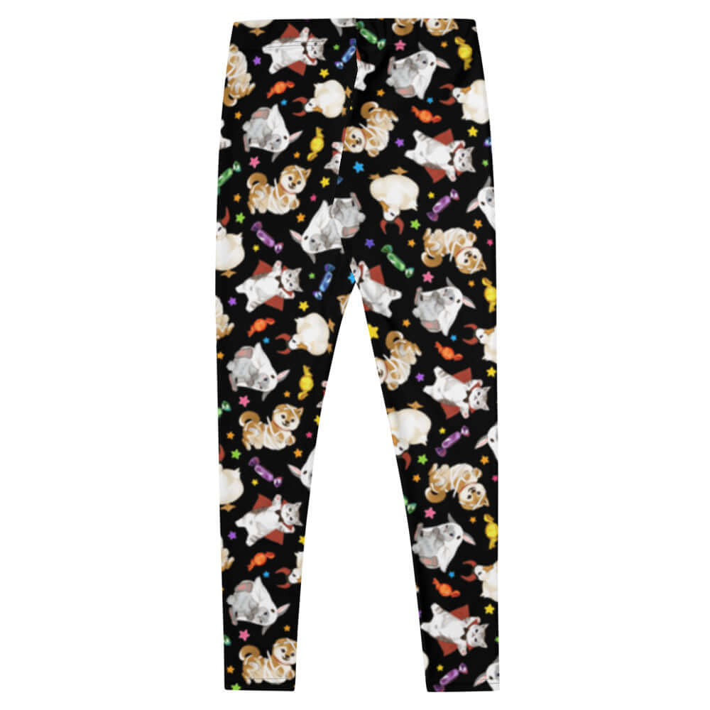 Adorable Trick or Treaters Leggings featuring fluffy friends and Halloween themes, perfect for festive fun!