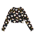 Trick or Treaters Long-sleeved Crop Top features a playful design, perfect for eco-friendly athleisure or casual wear.