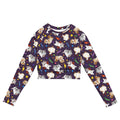 Trick or Treaters Long-sleeved Crop Top features a colorful design, perfect for eco-friendly athleisure outfits.