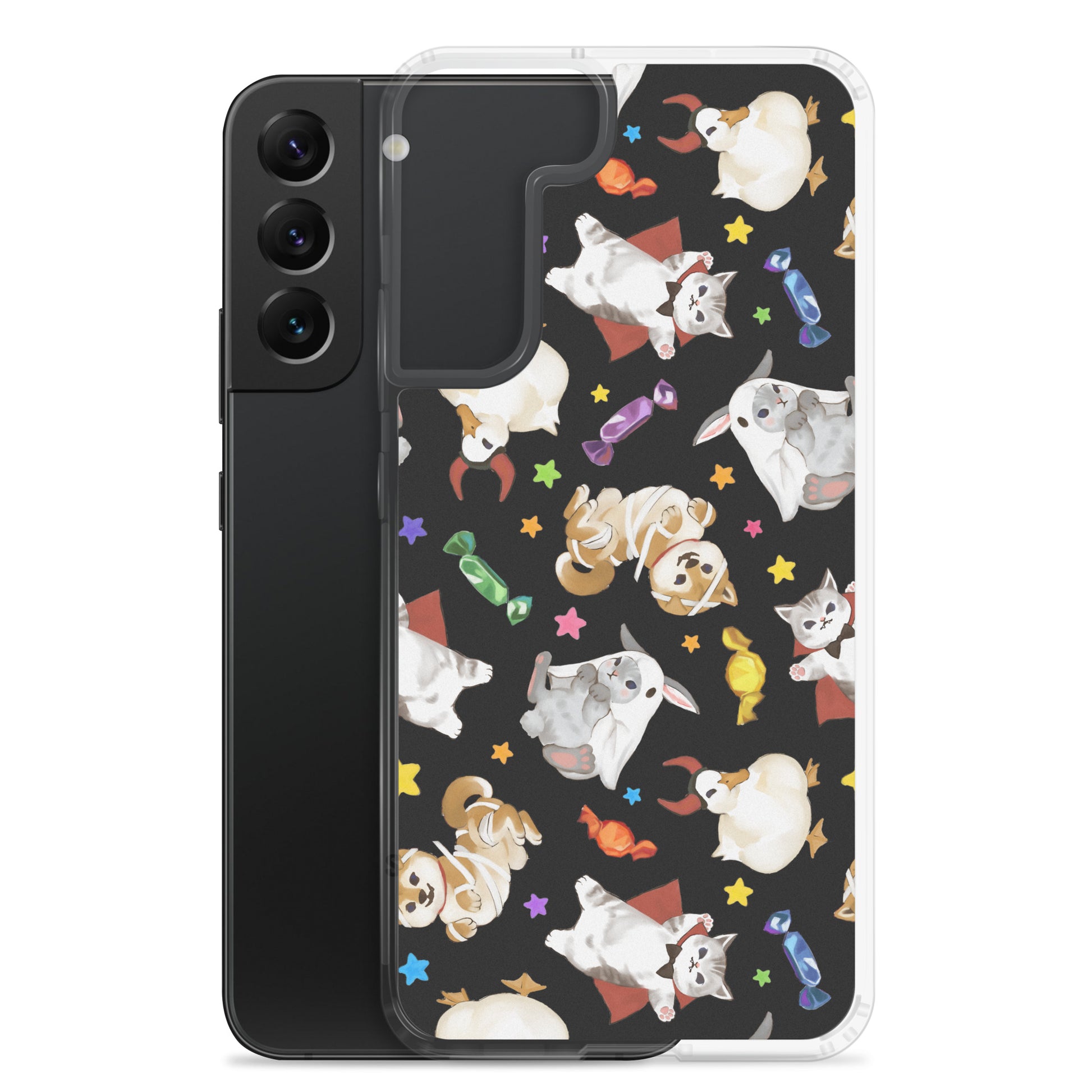 Adorable Trick or Treaters Samsung® Clear Case featuring playful Halloween designs to keep your phone safe and stylish.