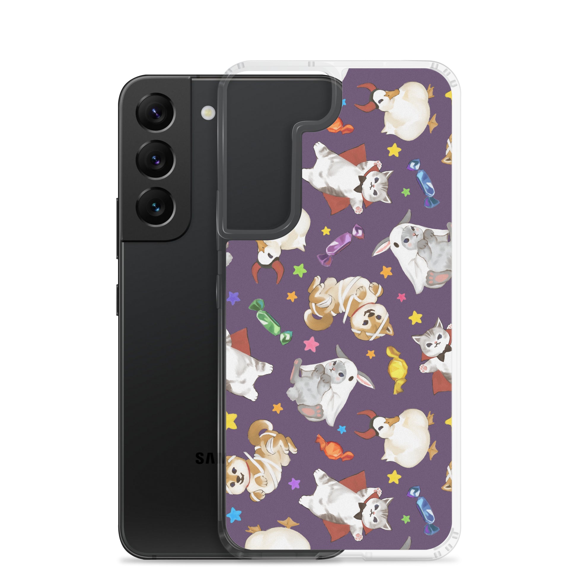 Trick or Treaters Samsung® Clear Case showcases an adorable Halloween design, perfect for protecting your phone.