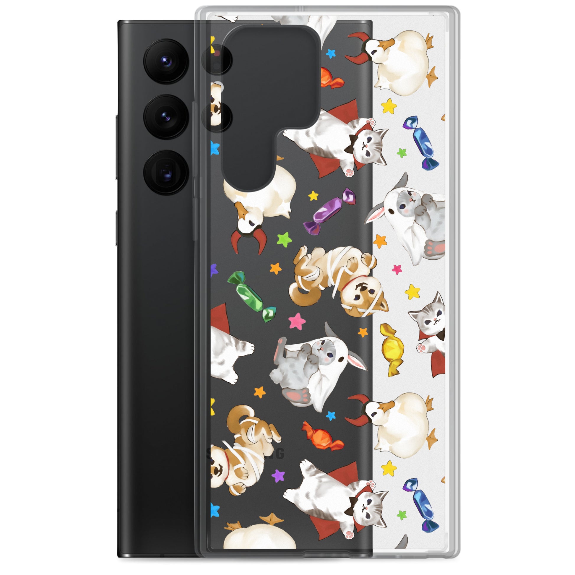 Keep your phone stylish and safe this Halloween with the Trick or Treaters Samsung® Clear Case, featuring adorable designs.