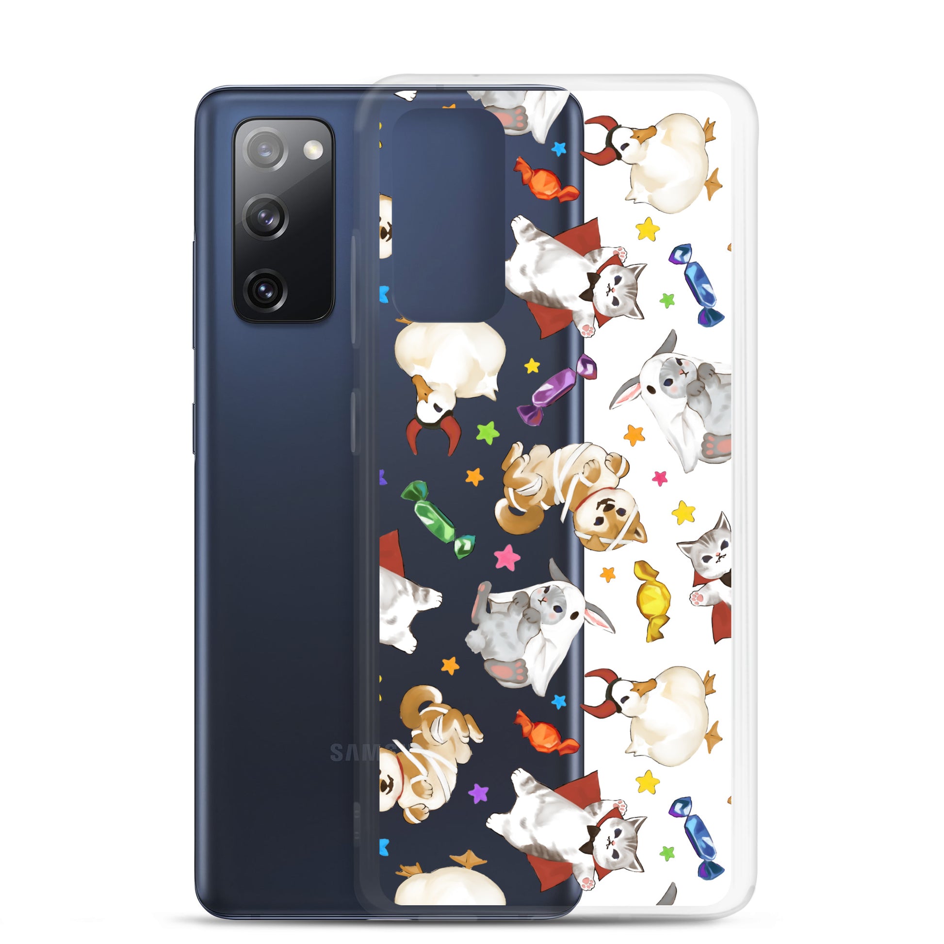 Cute Trick or Treaters Samsung® Clear Case showcases playful designs, keeping your phone safe this Halloween.