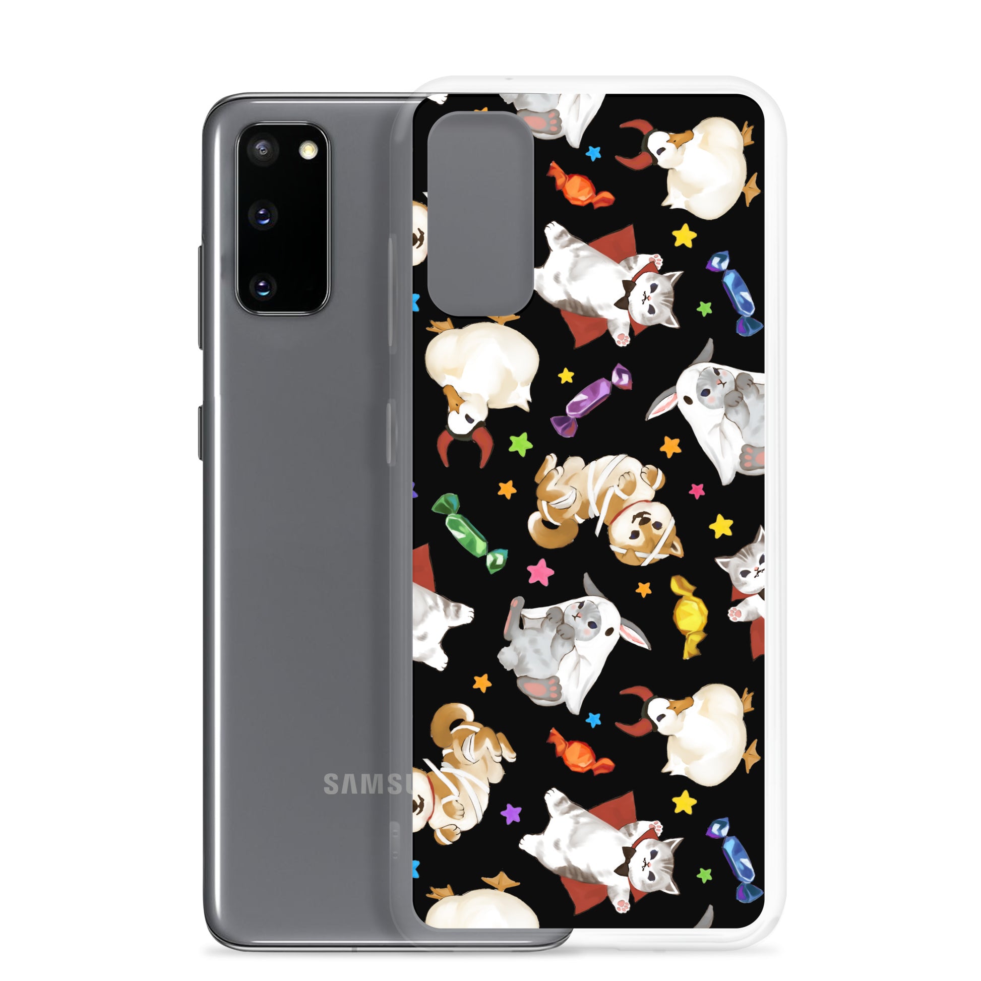 Protect your phone this Halloween with the adorable Trick or Treaters Samsung® Clear Case, perfect for any celebration!