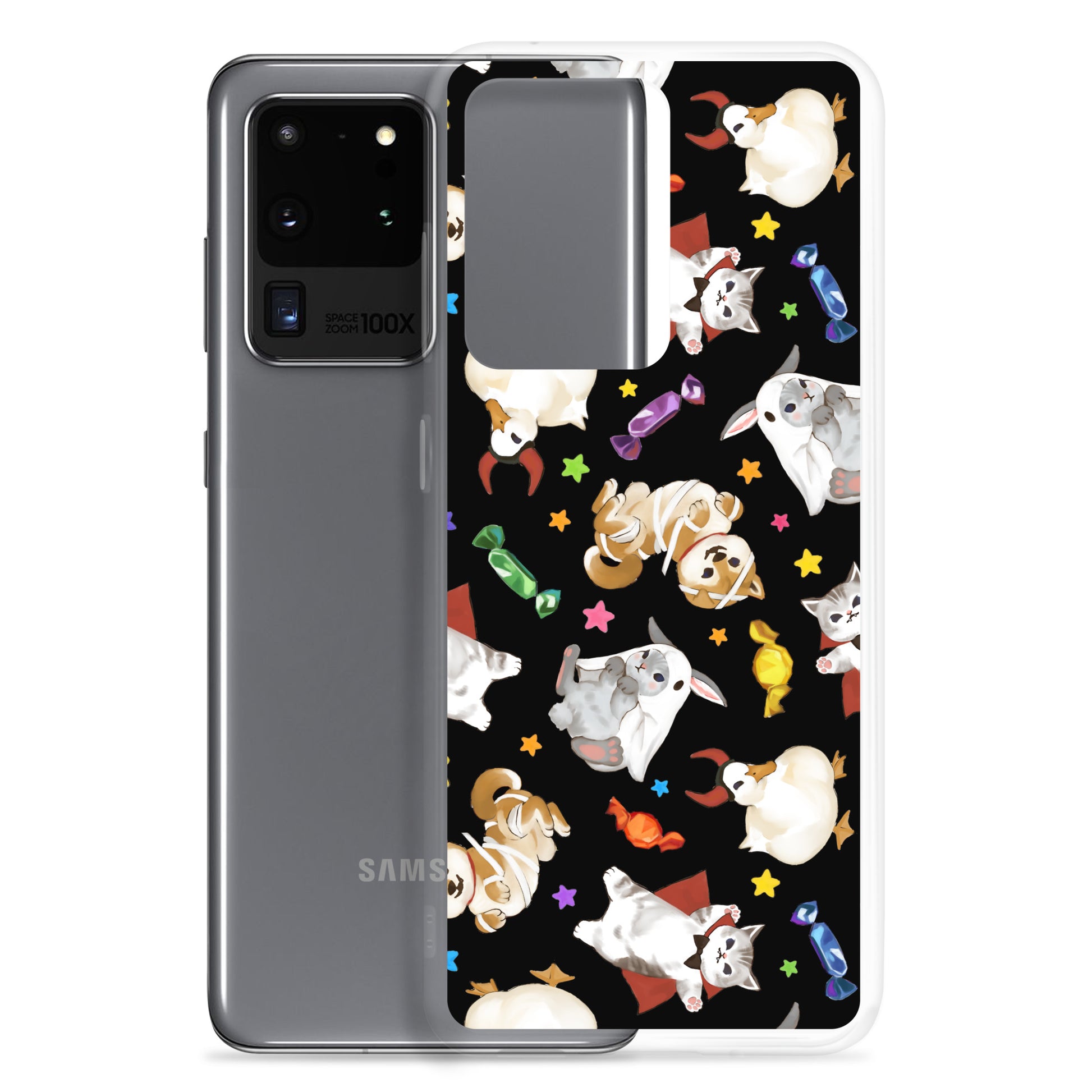 Protect your phone in style this Halloween with the Trick or Treaters Samsung® Clear Case, showcasing adorable designs.