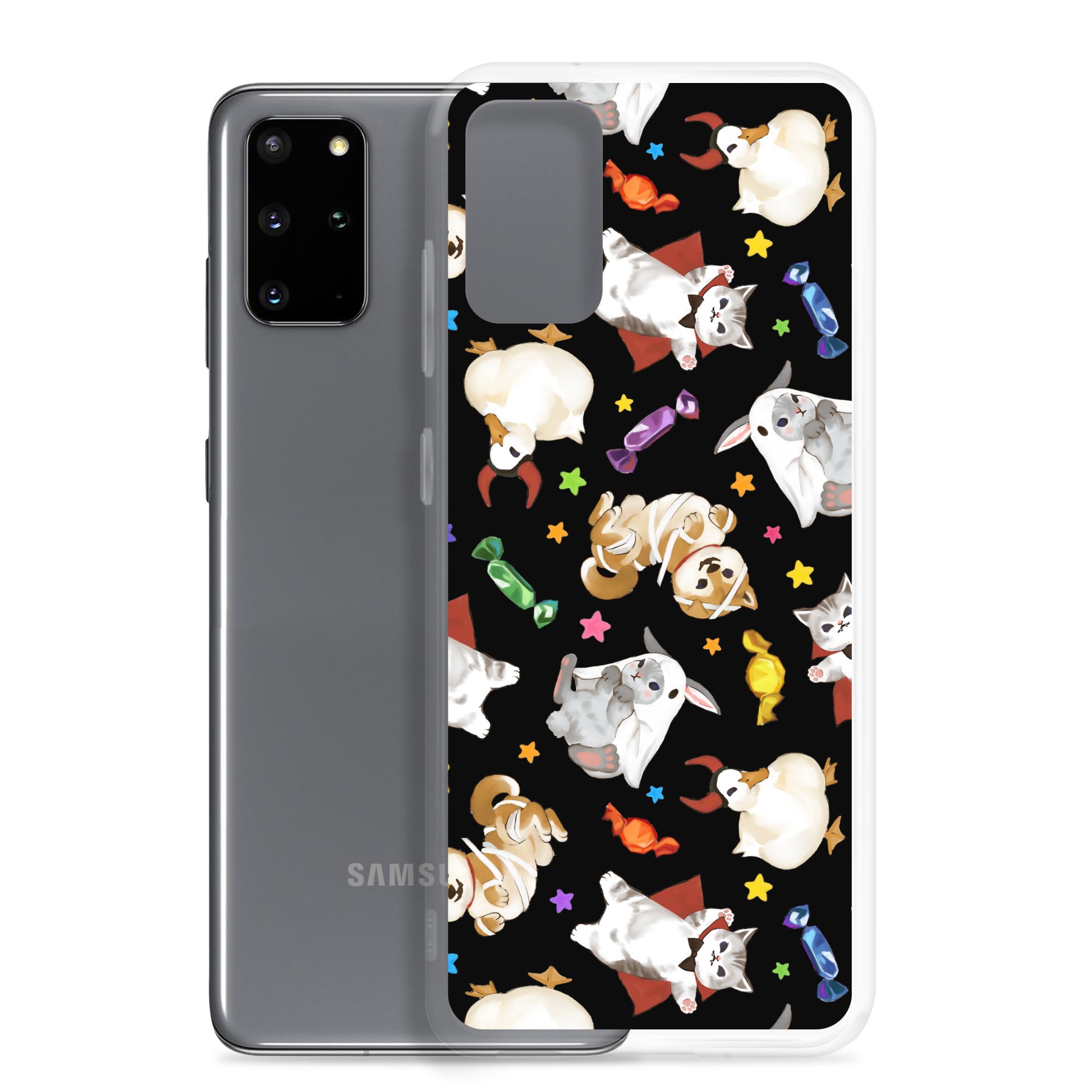 Protect your phone this Halloween with the adorable Trick or Treaters Samsung® Clear Case featuring cute characters.