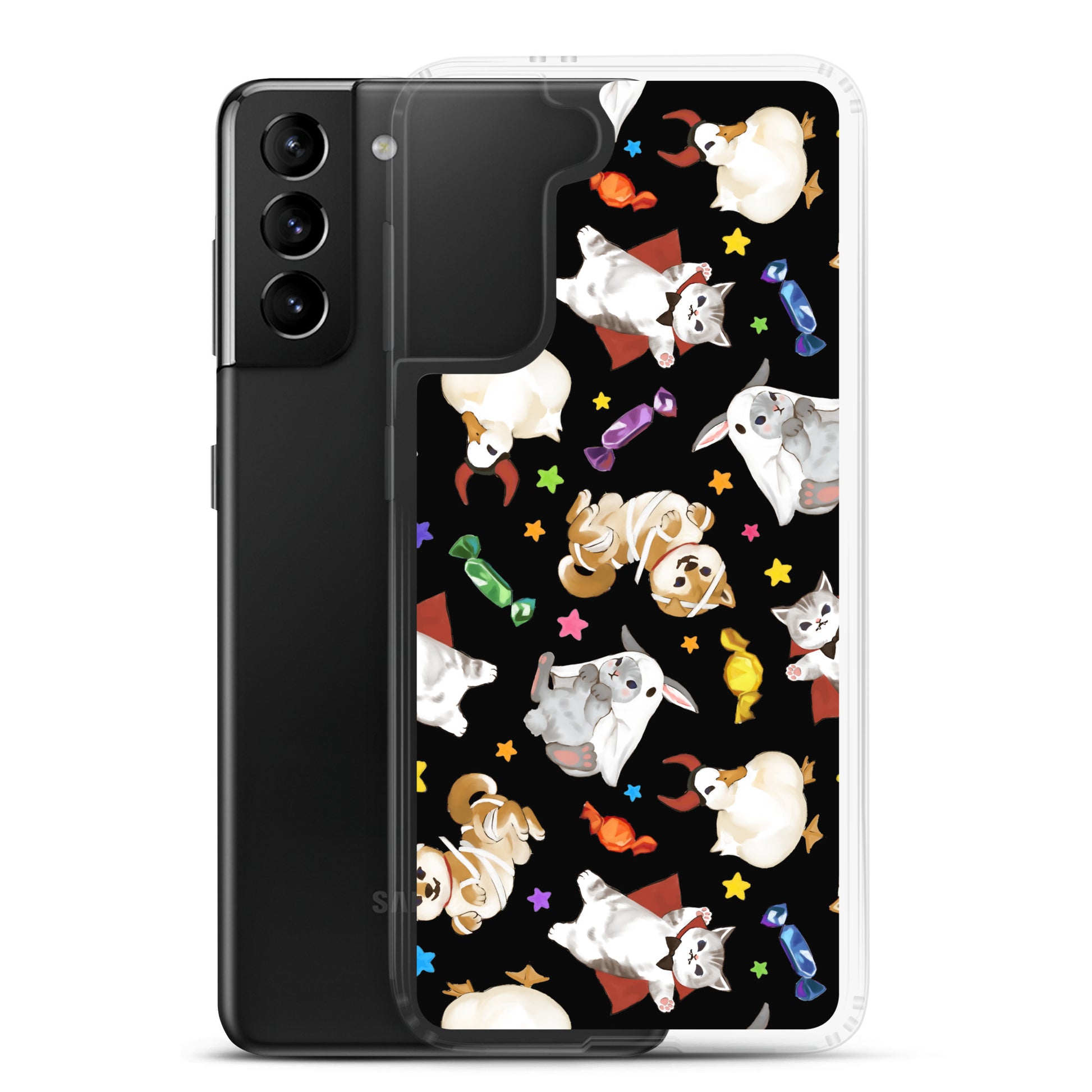 Protect your phone this Halloween with the cute Trick or Treaters Samsung® Clear Case featuring adorable characters.