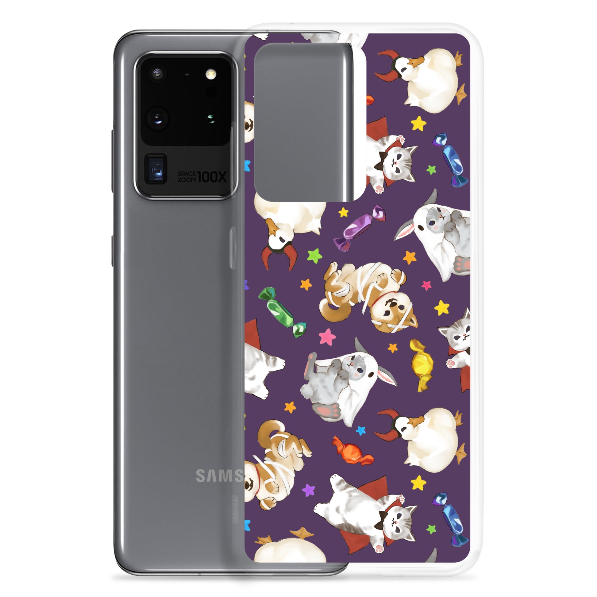 Trick or Treaters Samsung® Clear Case featuring adorable Halloween designs, perfect for a festive phone look.