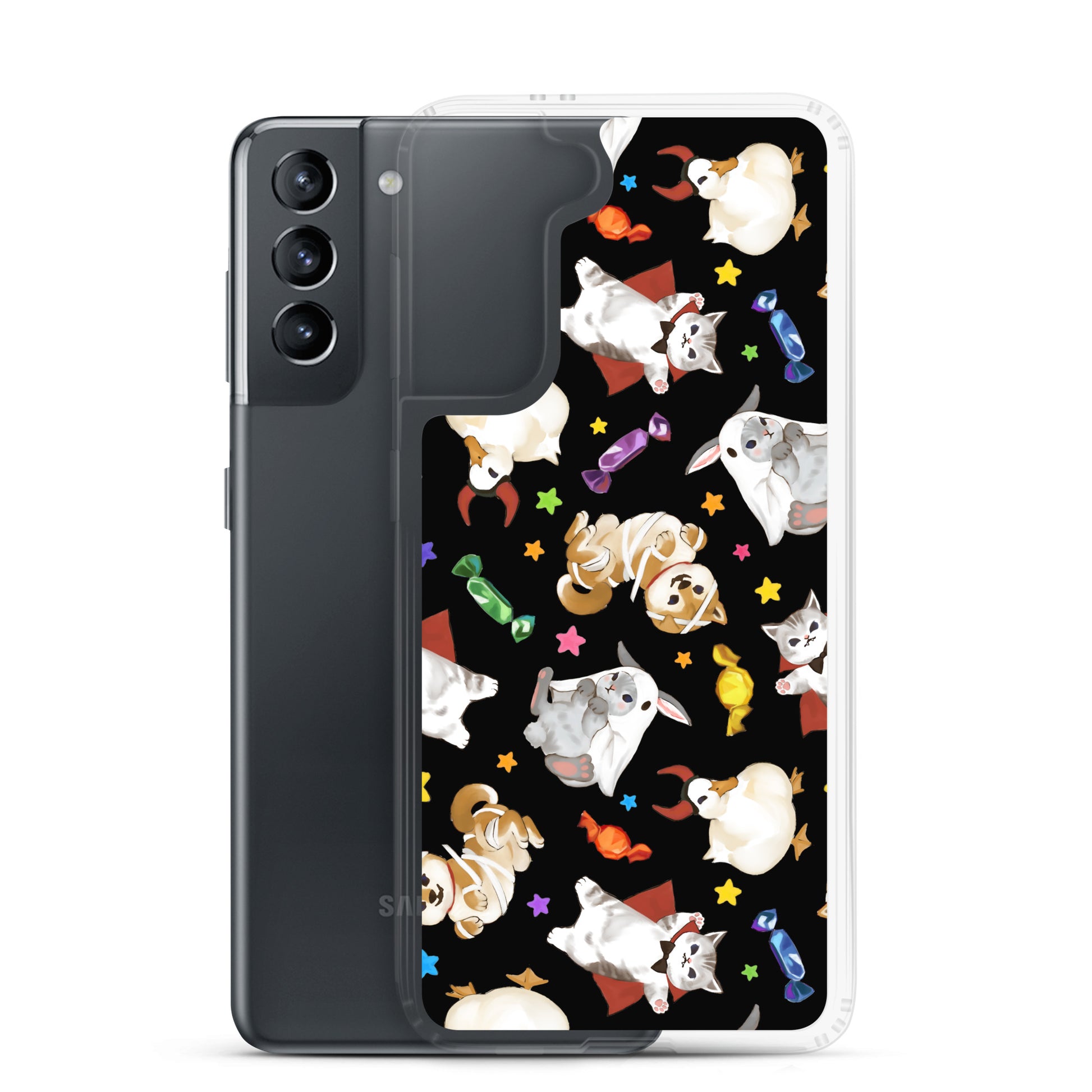 Adorable Trick or Treaters Samsung® Clear Case features cute Halloween designs, keeping your phone safe and stylish.