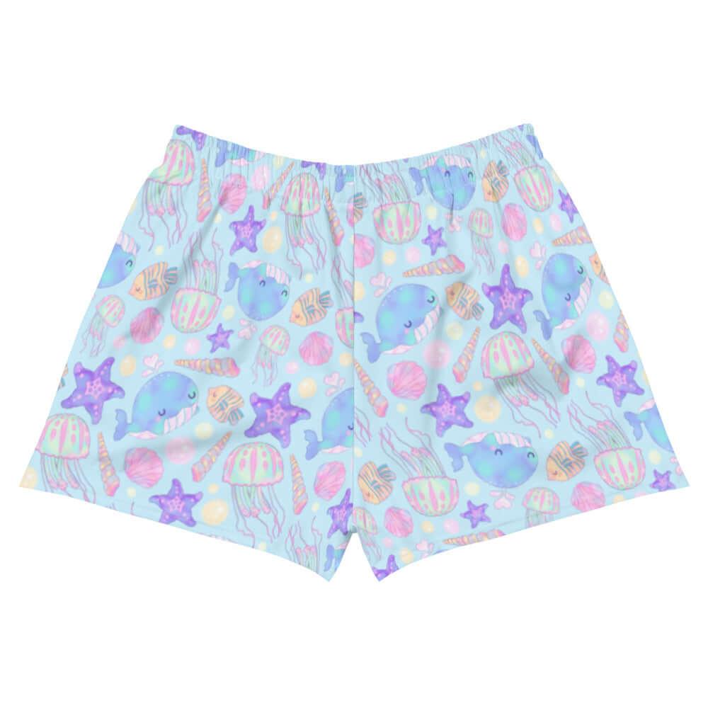 Vibrant Under the Sea Athletic Short Shorts featuring playful marine designs, perfect for running or swimming.